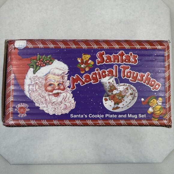 Vintage Santa's Magical Cookies Plate Mug Set By Cheryl Ann Christmas Stoneware - Picture 15 of 16